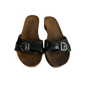 Dr. Scholls Sandals Advanced Comfort Women’s Slides Black Faux Wood Size 9